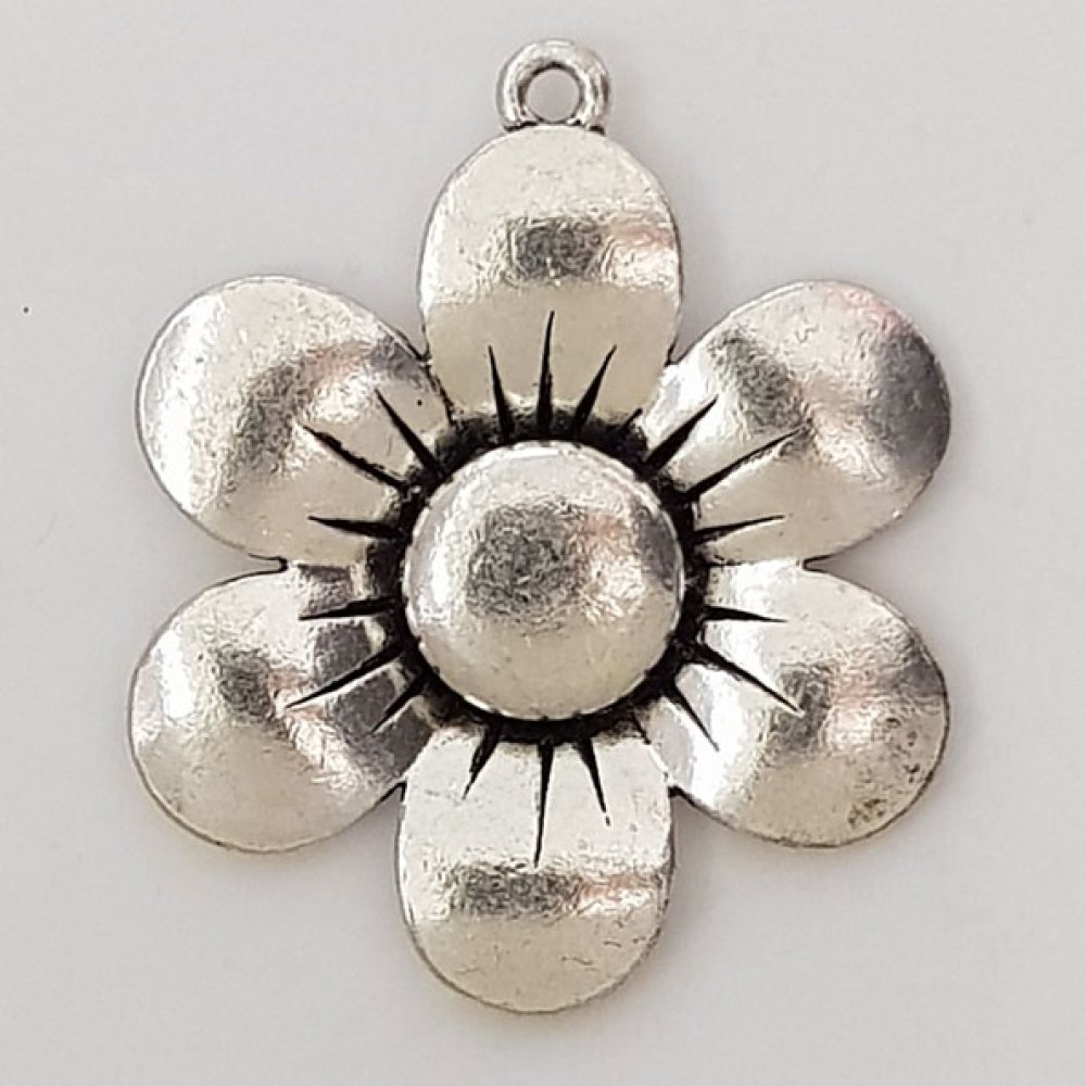 Blume Metall Charm Nr. 007 Silber