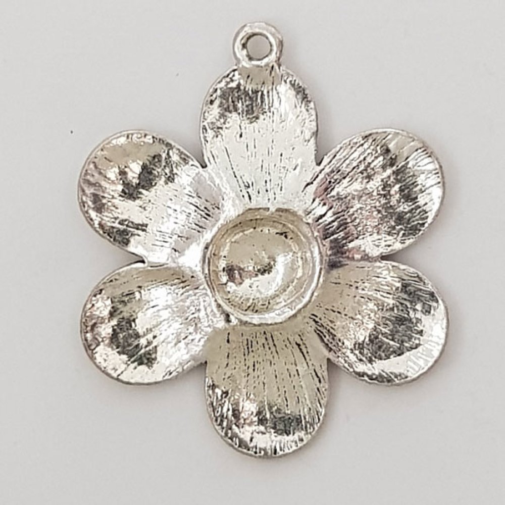 Blume Metall Charm Nr. 007 Silber