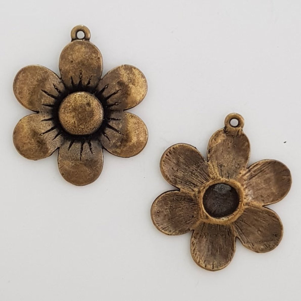 Blume Metall Charm Nr. 007 Bronze