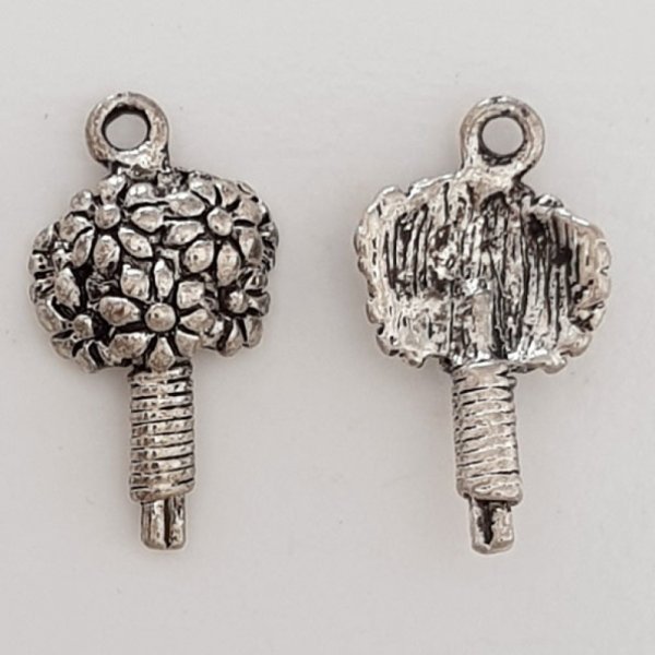 Blume Metall Charm Nr. 009 Silber