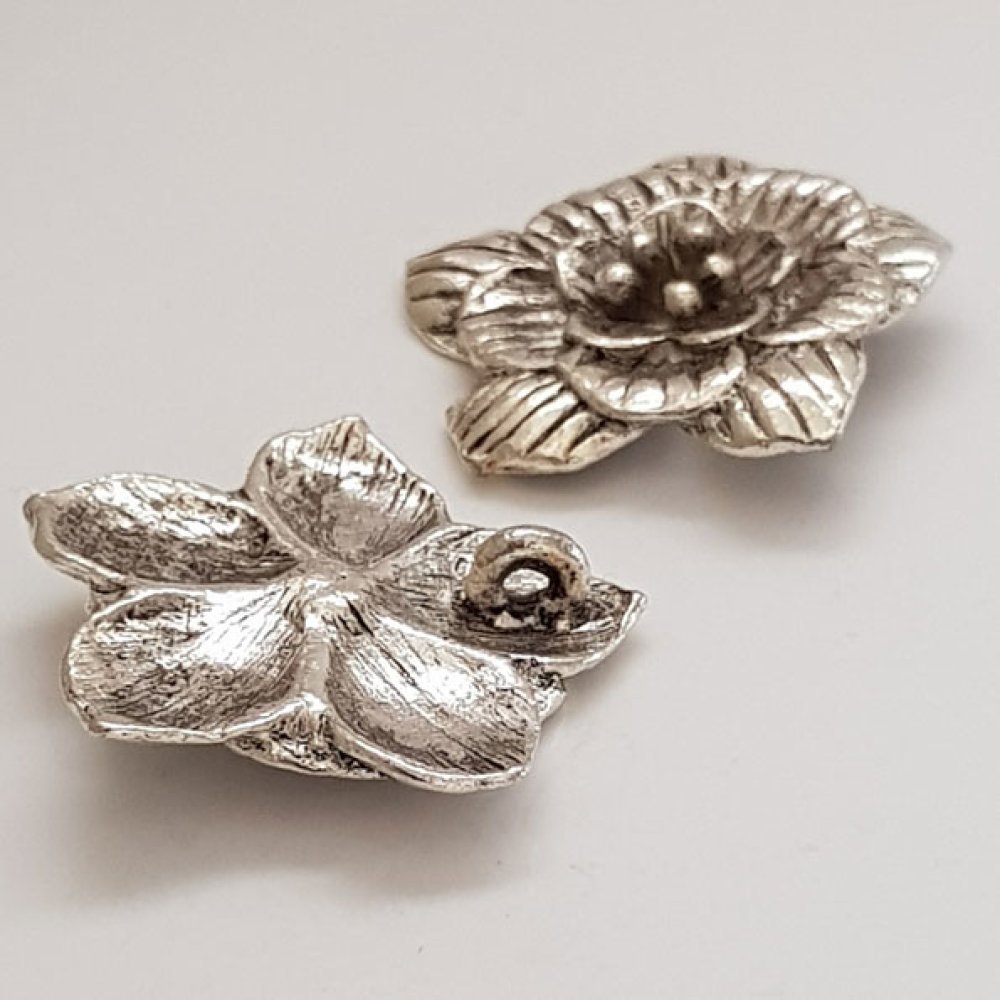 Blume Metall Charm Nr. 013 Silber