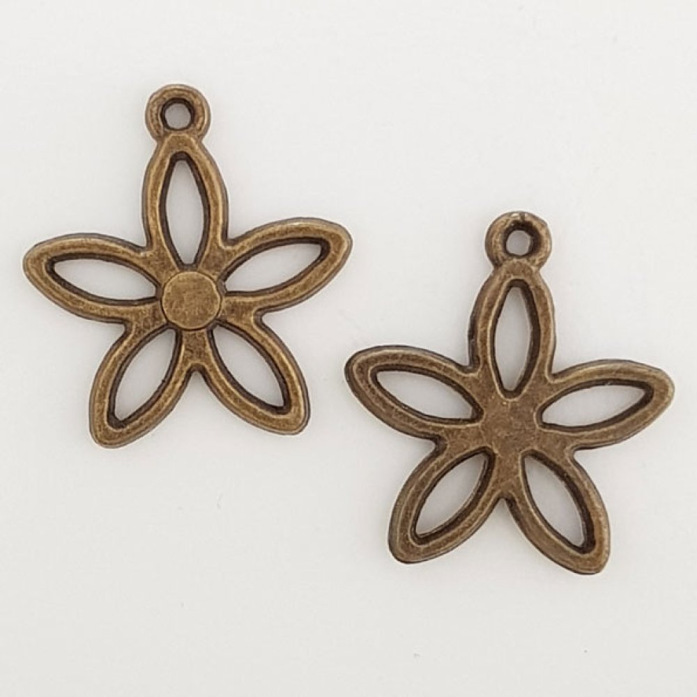 Blume Metall Charm Nr. 016 Bronze