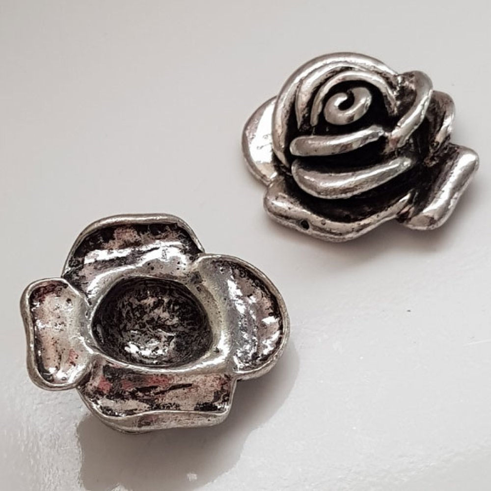 Blume Metall Charm Nr. 018 Silber