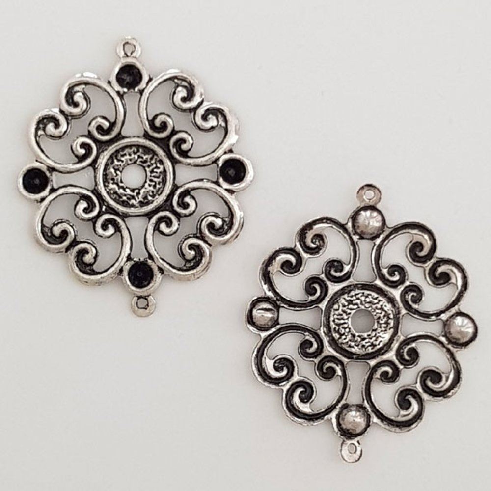 Blume Metall Charm Nr. 019 Silber