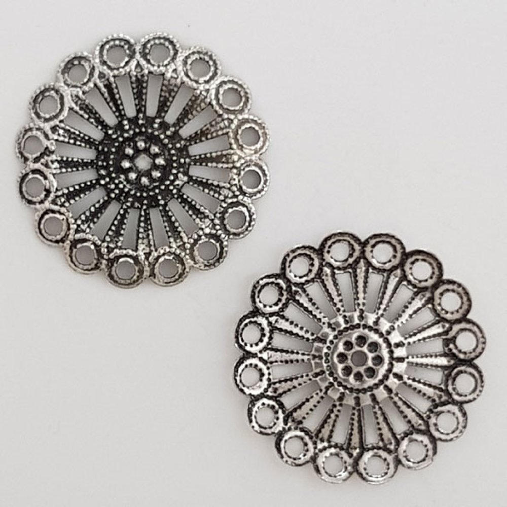 Blume Metall Charm Nr. 026 Silber
