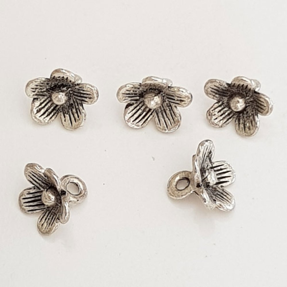 Blume Metall Charm Nr. 038 Silber