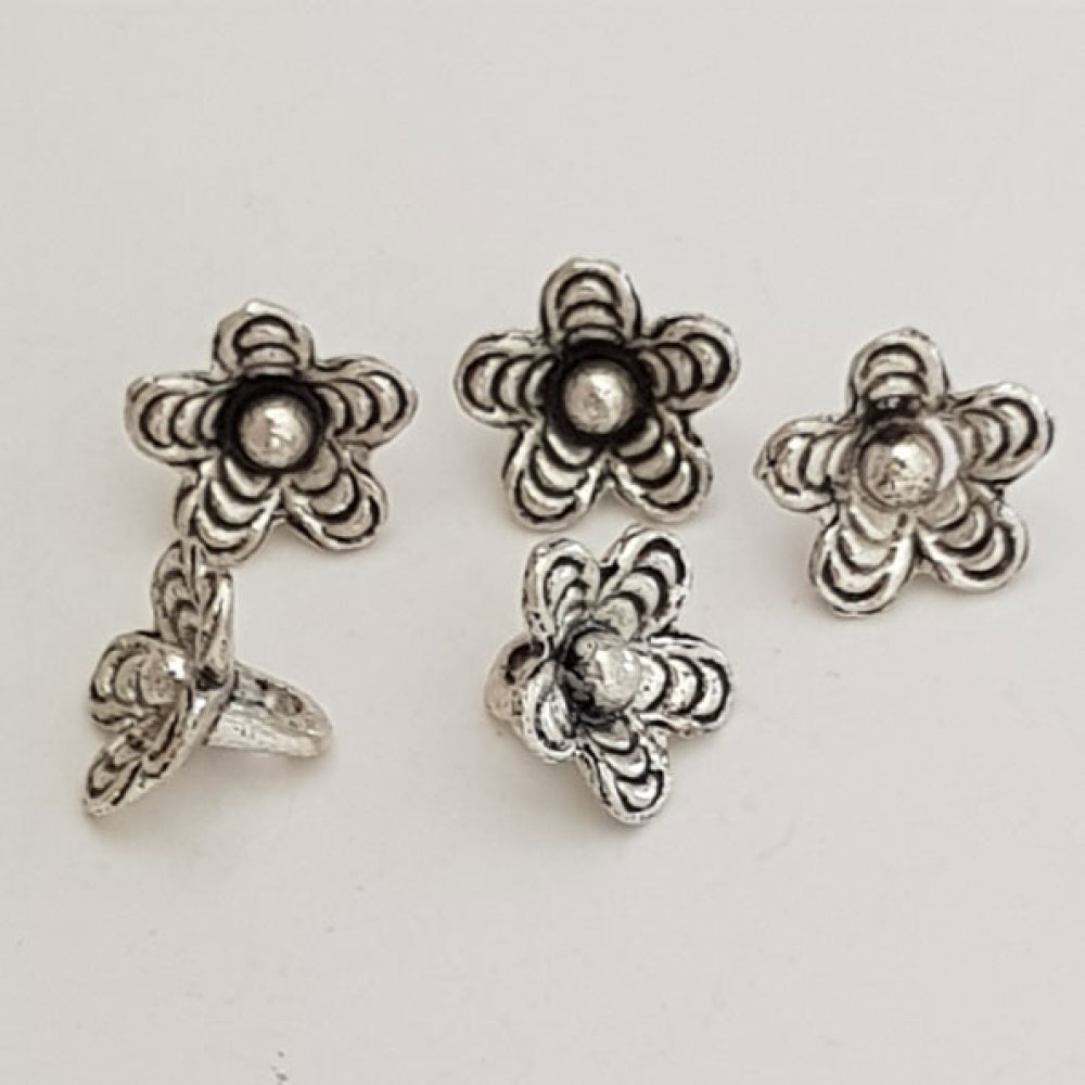 Blume Metall Charm Nr. 039 Silber