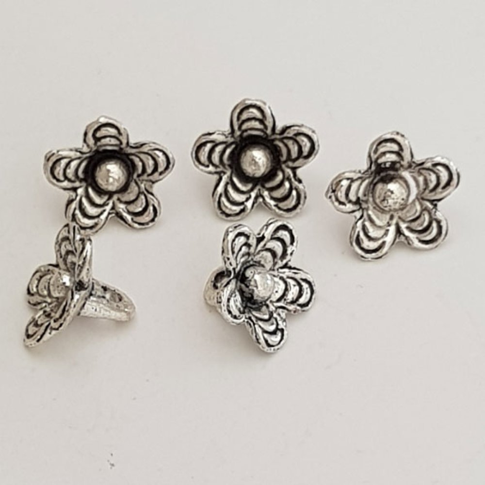 Blume Metall Charm Nr. 039 Silber