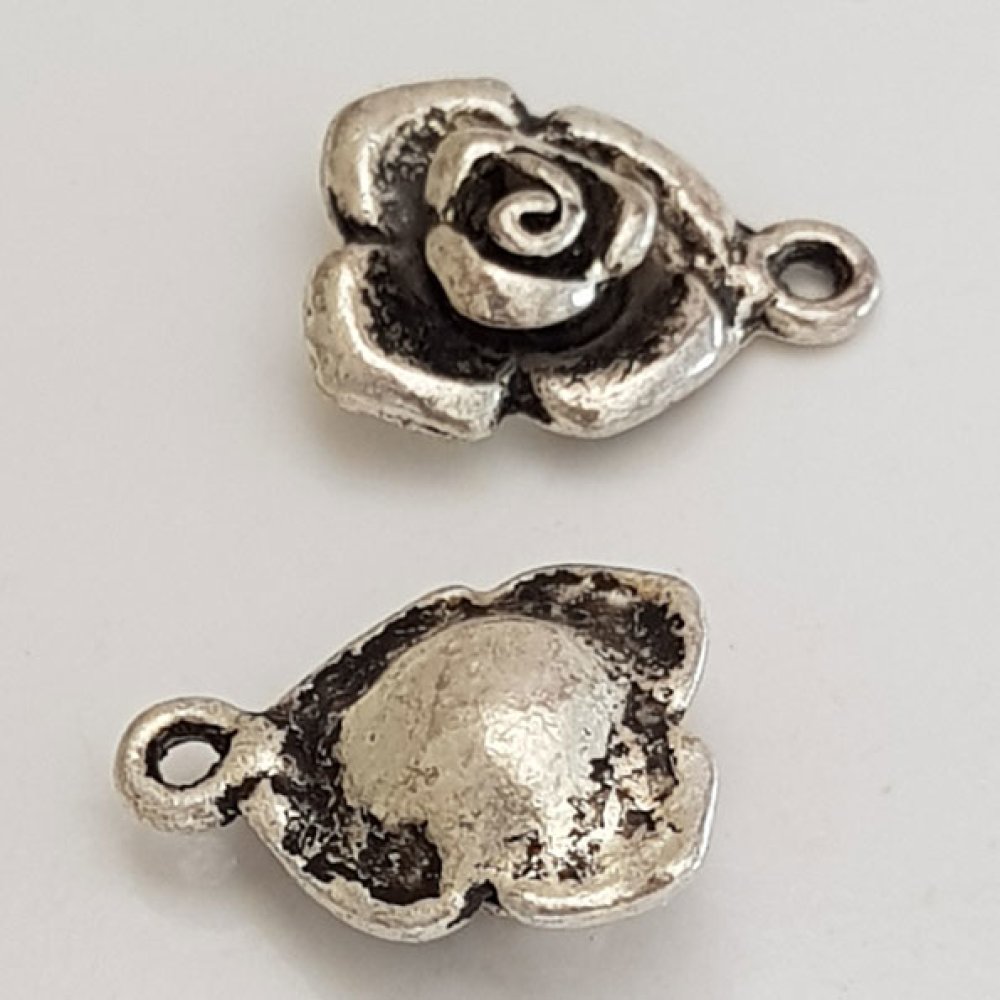 Blume Metall Charm Nr. 045 Silber