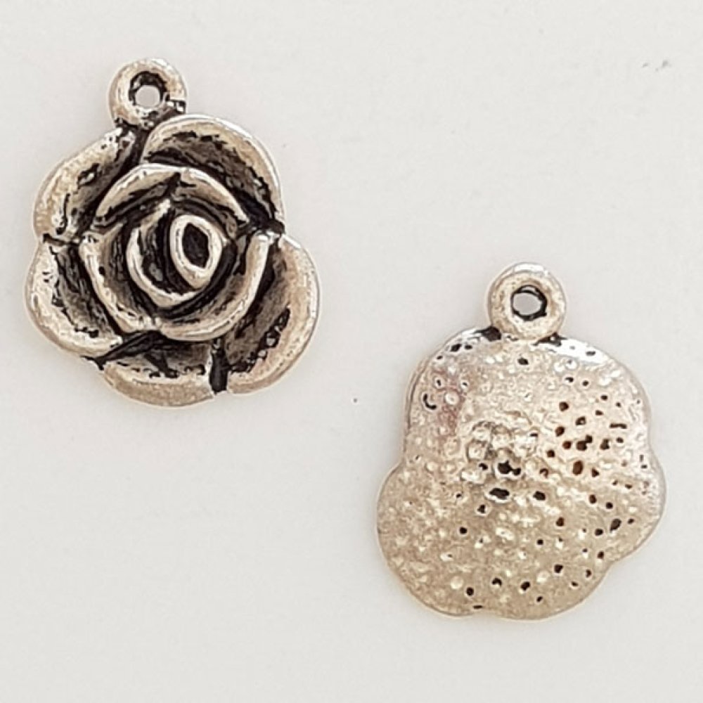 Blume Metall Charm Nr. 046 Silber