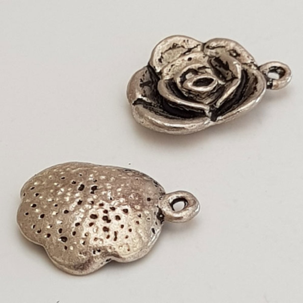 Blume Metall Charm Nr. 046 Silber