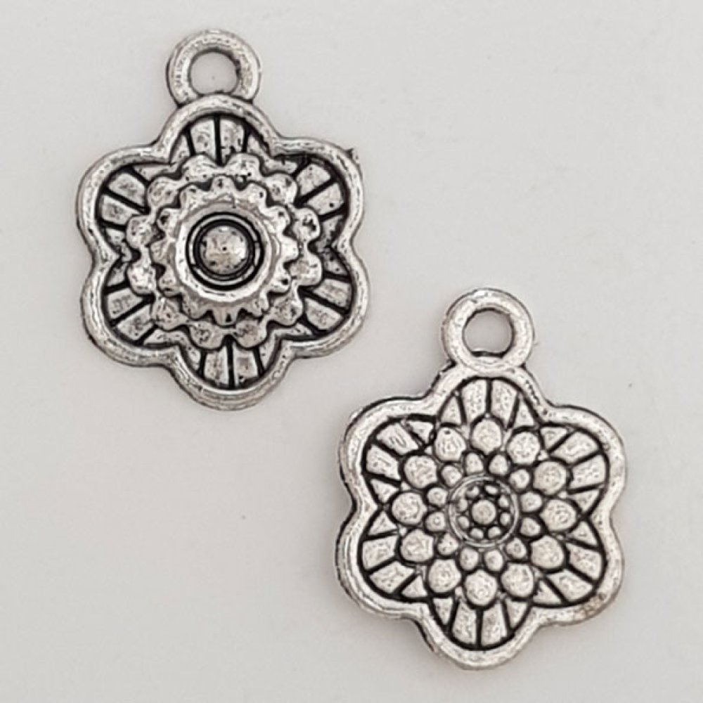 Blume Metall Charm Nr. 047 Silber