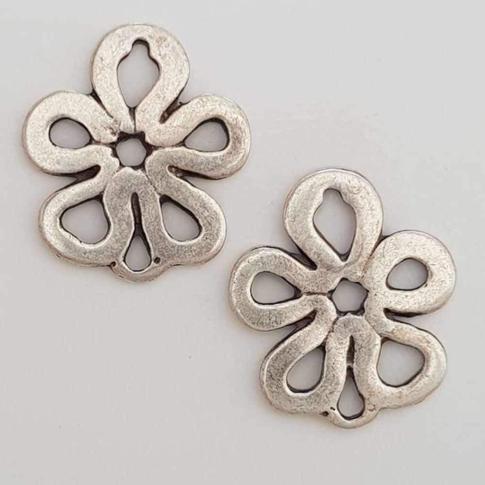 Blume Metall Charm Nr. 065 Silber