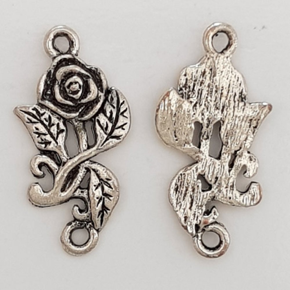 Blume Metall Charm Nr. 071 Silber