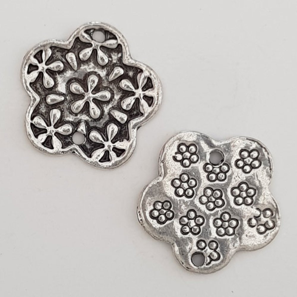 Blume Metall Charm Nr. 079 Silber