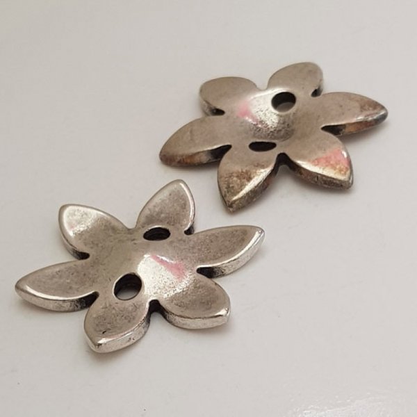 Metall Blumen Charm Nr. 090 Silber Zamak
