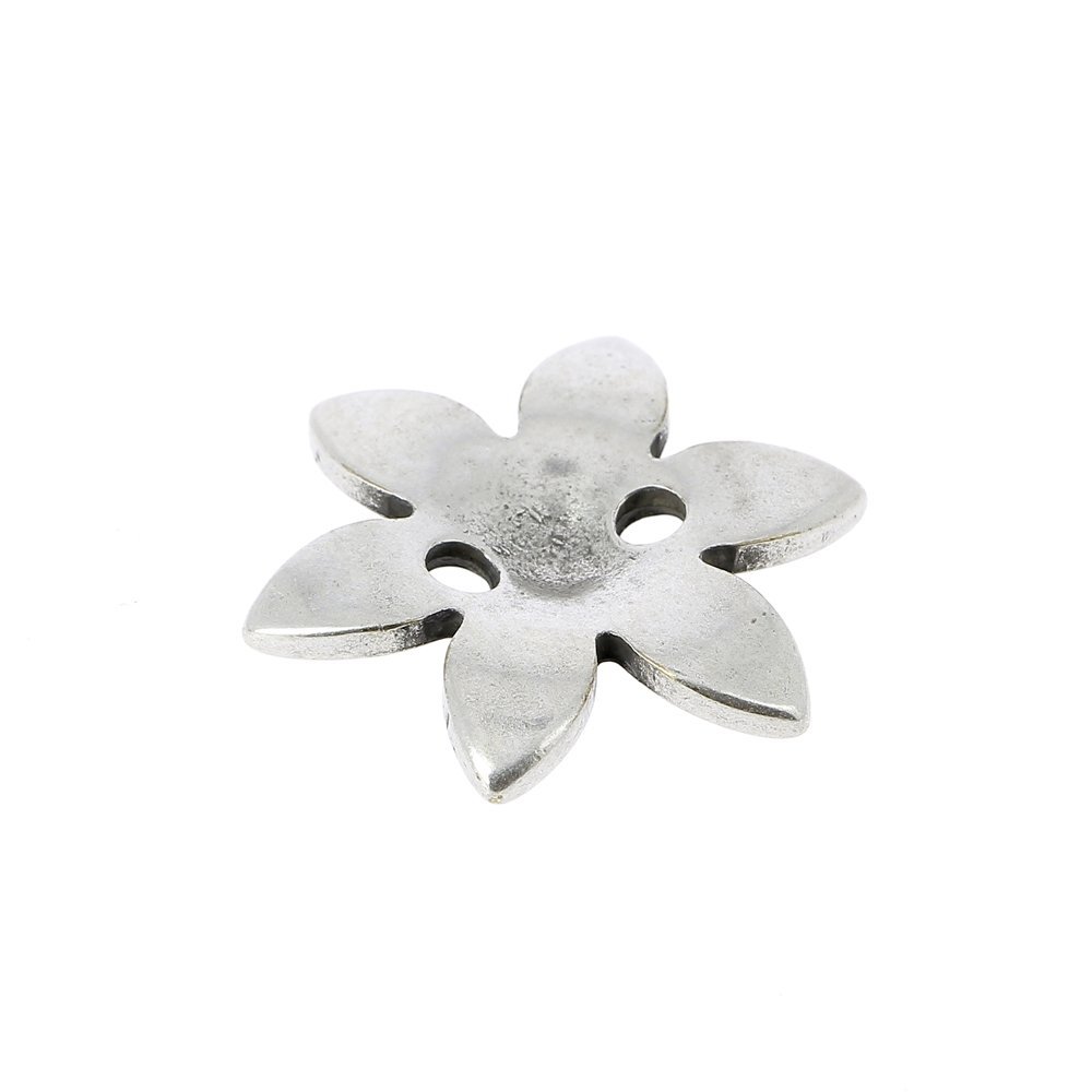 Metall Blumen Charm Nr. 090 Silber Zamak