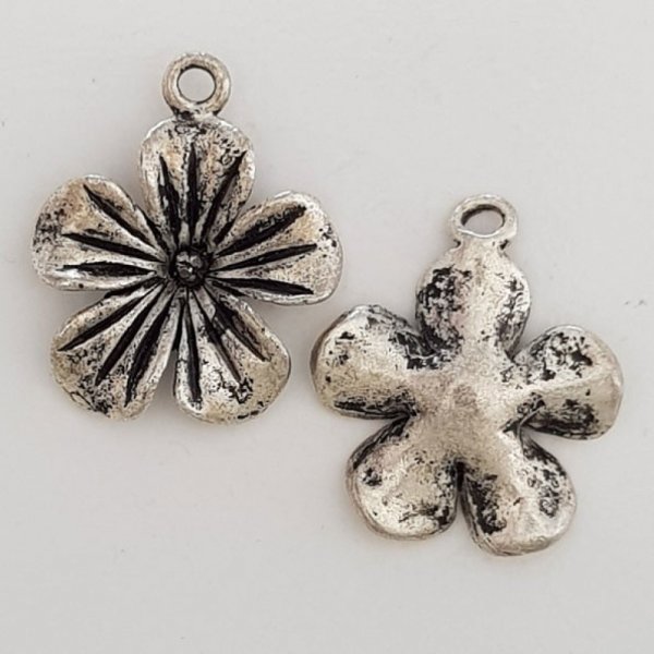 Blume Metall Charm Nr. 092 Silber