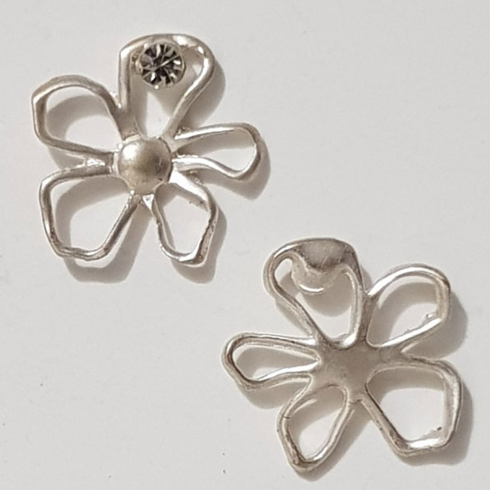 Blume Metall Charm Nr. 057 Silber