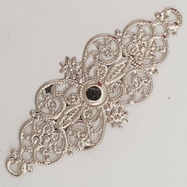 Metall Blumen Charm Nr. 098 Silber Pr&auml;gung