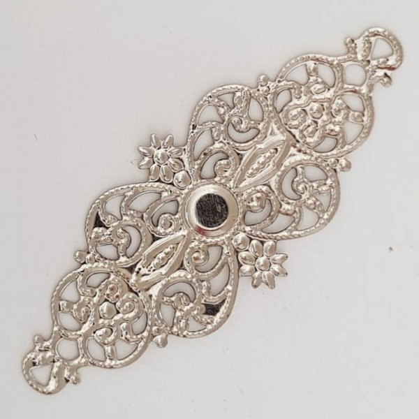 Metall Blumen Charm Nr. 098 Silber Pr&auml;gung