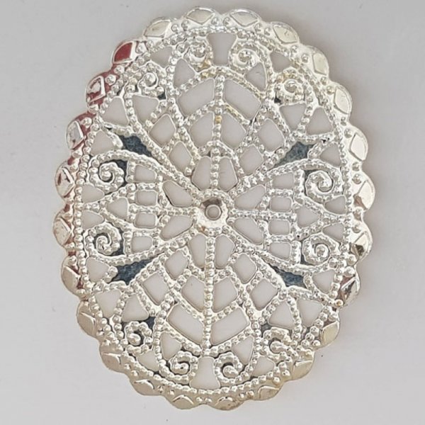 Metall Blumen Charm Nr. 103 Silber Pr&auml;gung