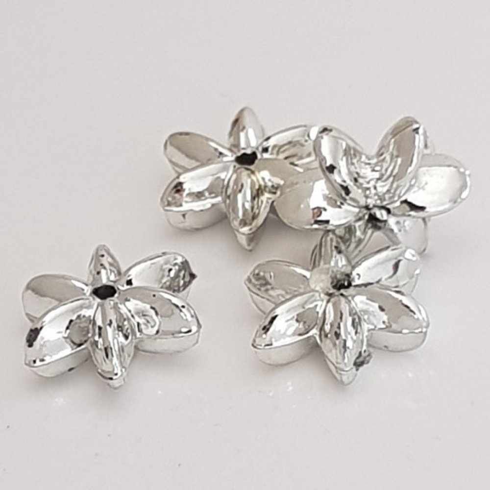 Metall Blumen Charm Nr. 110 Silber