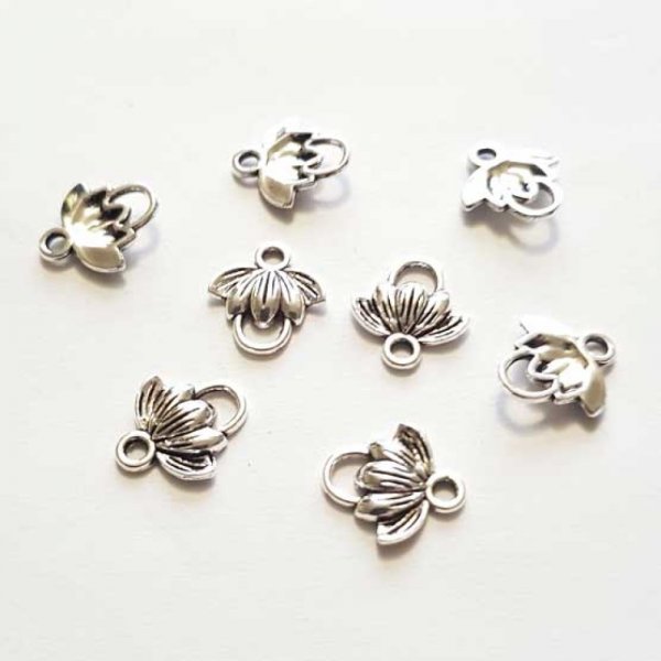 Metall Blumen Charm Nr. 120 x 100 St&uuml;ck Silber
