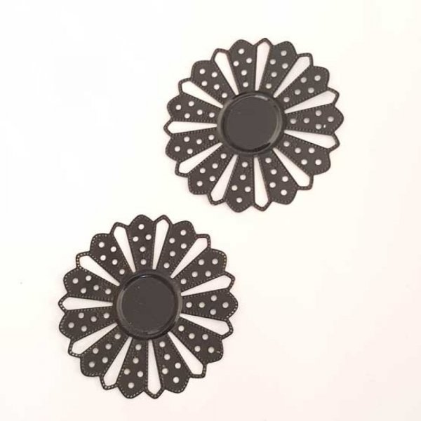 Breloque Fleur M&eacute;tal N&deg;170 Noir