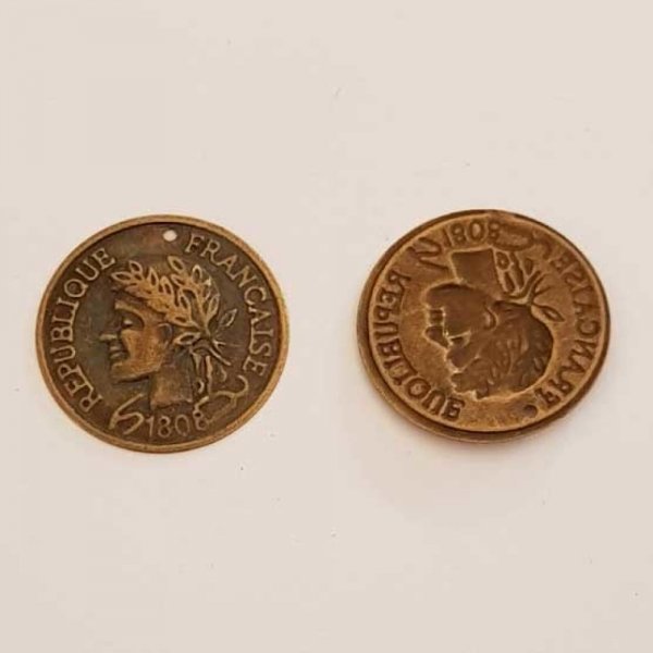 Breloque M&eacute;daille pi&egrave;ce 24 mm Bronze-05