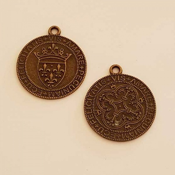 Breloque M&eacute;daille pi&egrave;ce 30 mm Bronze-07