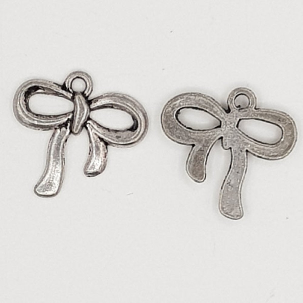 Charm Schleife N°09 Charm Fliege Band Metall silber