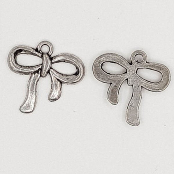 Charm Schleife N&deg;09 Charm Fliege Band Metall silber