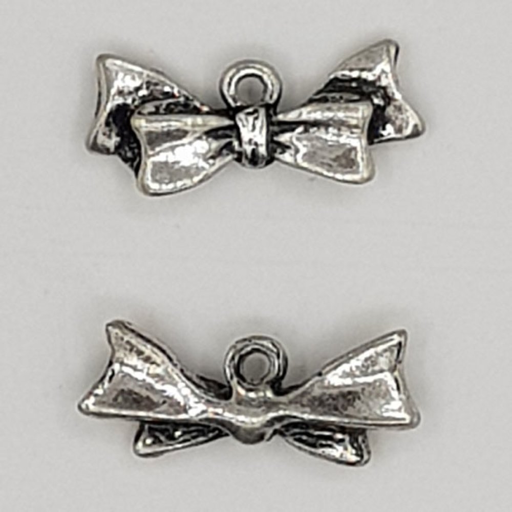 Charm Schleife Nr. 20 Charm Schleife Fliege Band aus Metall Silber