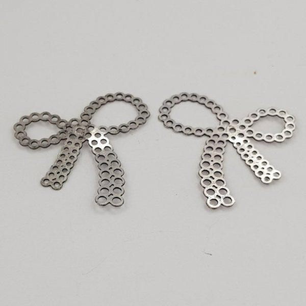 Charm Schleife Nr. 24 Charm Schleife Fliege Band aus Metall Silber