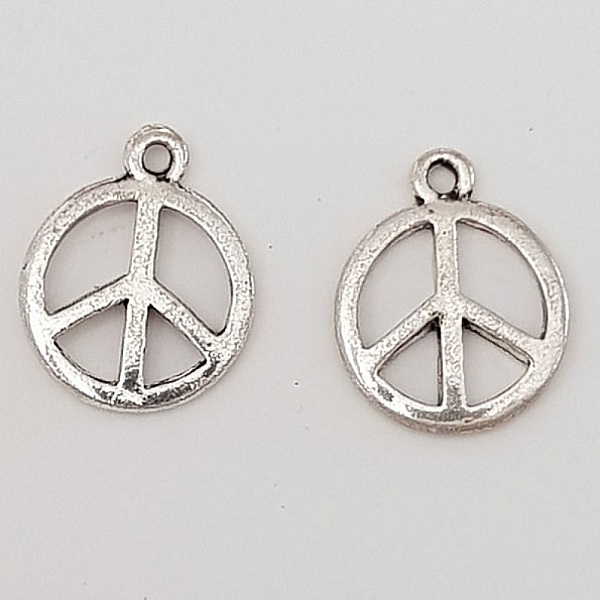 Peace &amp; Love Charm Nr. 03 Silber x 10 St&uuml;ck