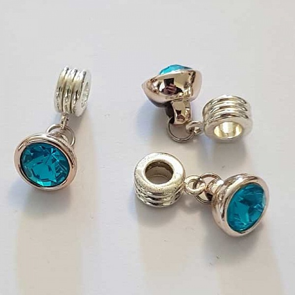 Breloque Pendentif Strass Bleu Turquoise N&deg;1013-09