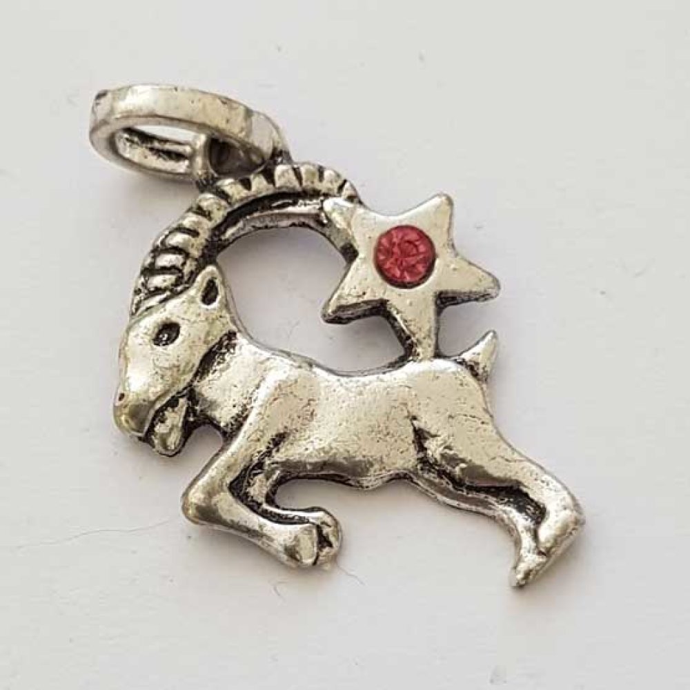 Sternzeichen Charm Steinbock Metall versilbert Nr. 03 mit Strasssteinen