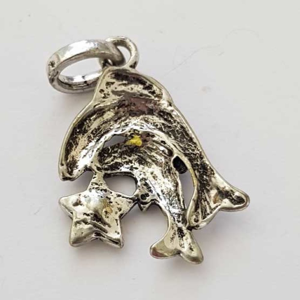 Sternzeichen Fisch Charm Silbermetallic N°03 mit Strasssteinen