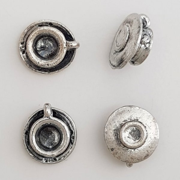 Tassen- und Untertassen-Charm Nr. 01 K&uuml;che Silber