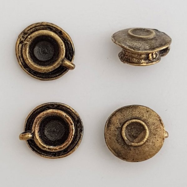 Tassen- und Untertassen-Charm Nr. 01 K&uuml;che Altgold