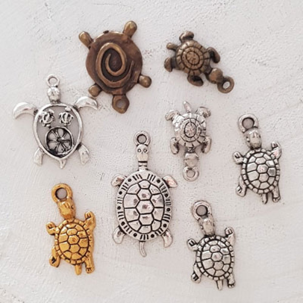 Schildkröte Charm Nr. 06 Set aus 8 Stück.