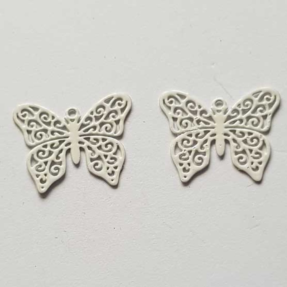 Breloque papillon N°19 Blanc 13 x 16 mm