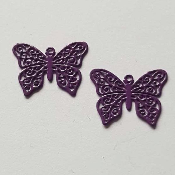 Breloque papillon N&deg;19 Violet 13 x 16 mm