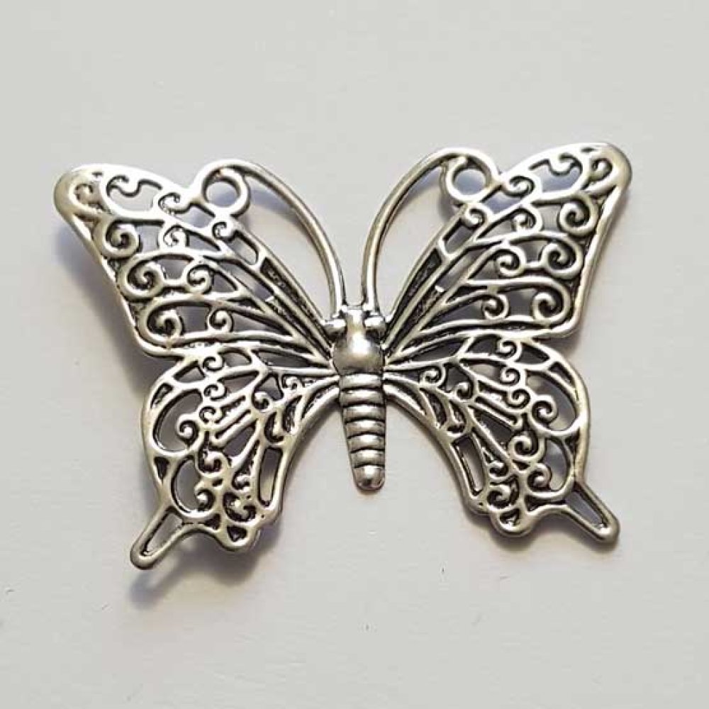 Breloque papillon N°27 Argent 35 x 25 mm