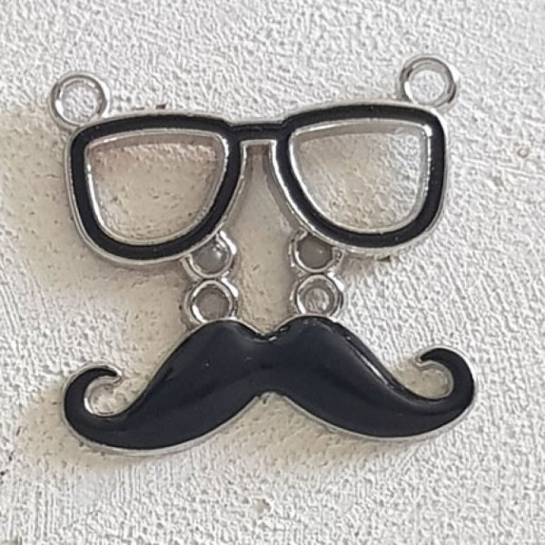 Breloque pendentif Moustache N&deg;25 Noir