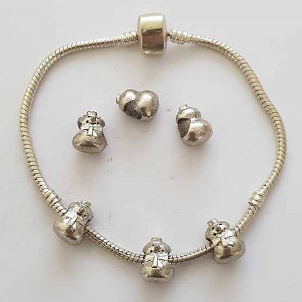 Breloque p&egrave;re no&euml;l N&deg;05 Argent Bonhomme de Neige