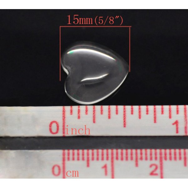 Cabochon Herz 14 x 15 mm aus transparentem Lupenglas Nr. 22
