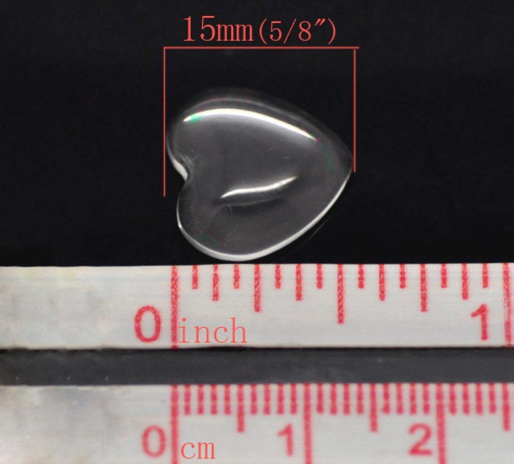 Cabochon Herz 14 x 15 mm aus transparentem Lupenglas Nr. 22