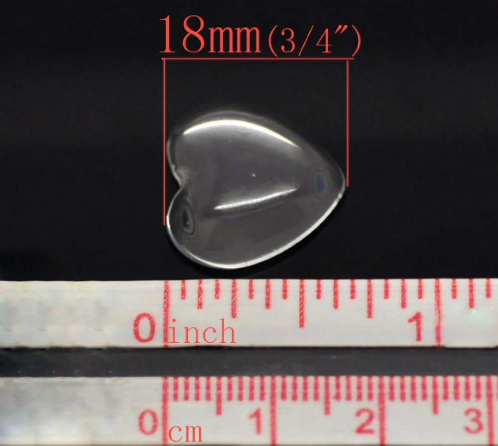 Cabochon Herz 17 x 18 mm aus transparentem Lupenglas Nr. 23